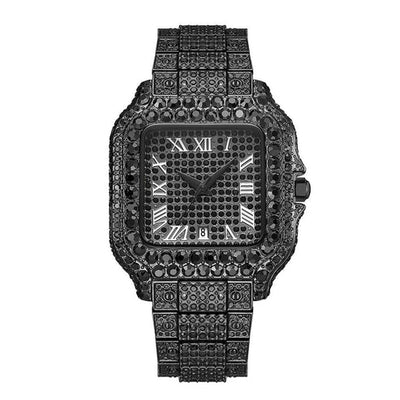 straight European Hip Hop Diamond Quartz Wrist Watch